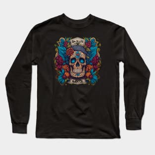 Embrace Mexican Culture with This Vibrant Sugar Skull Art Long Sleeve T-Shirt